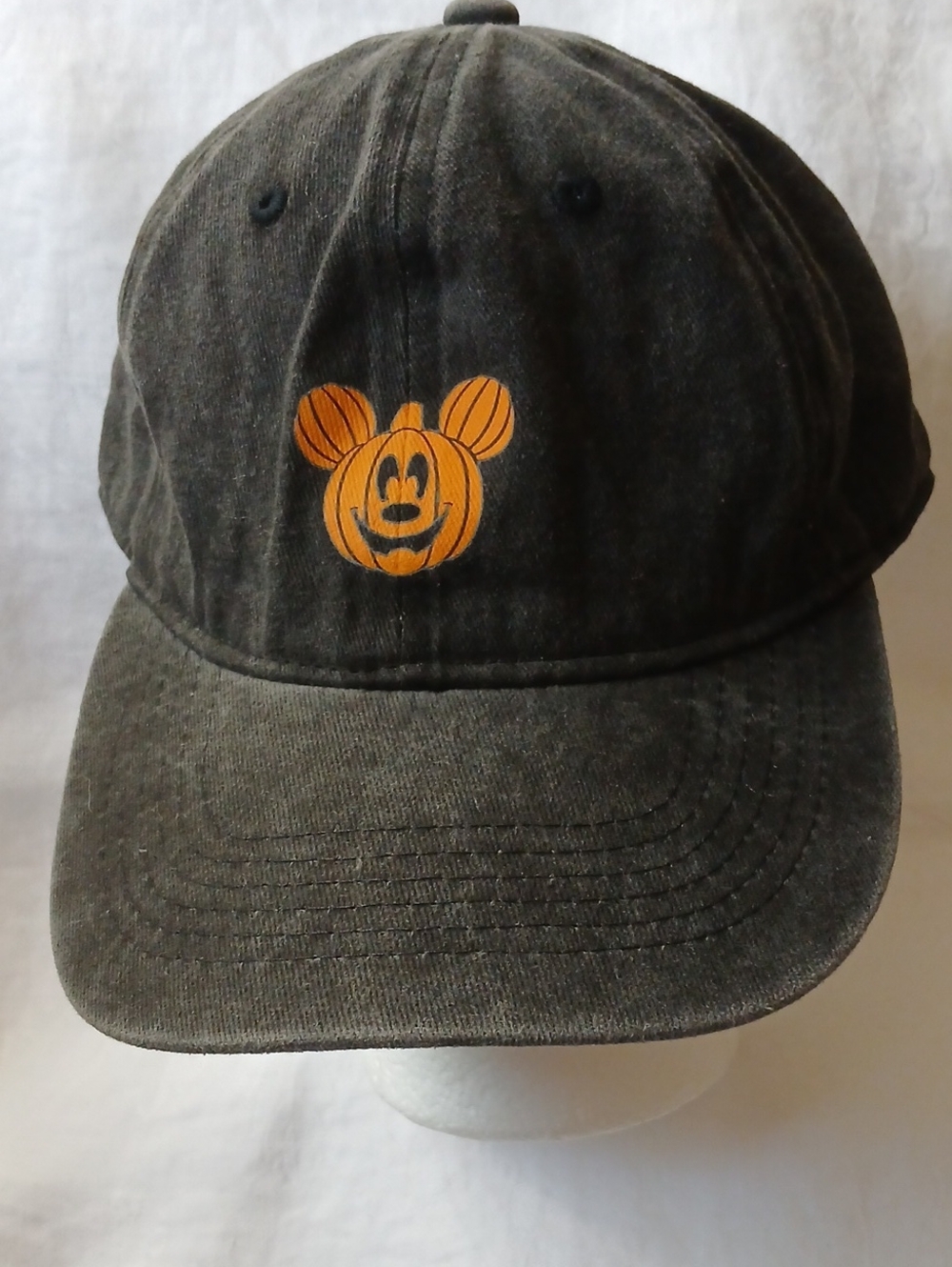 Halloween Mickey Pumpkin Faded Black Adjustable Baseball Cap 100% Cotton